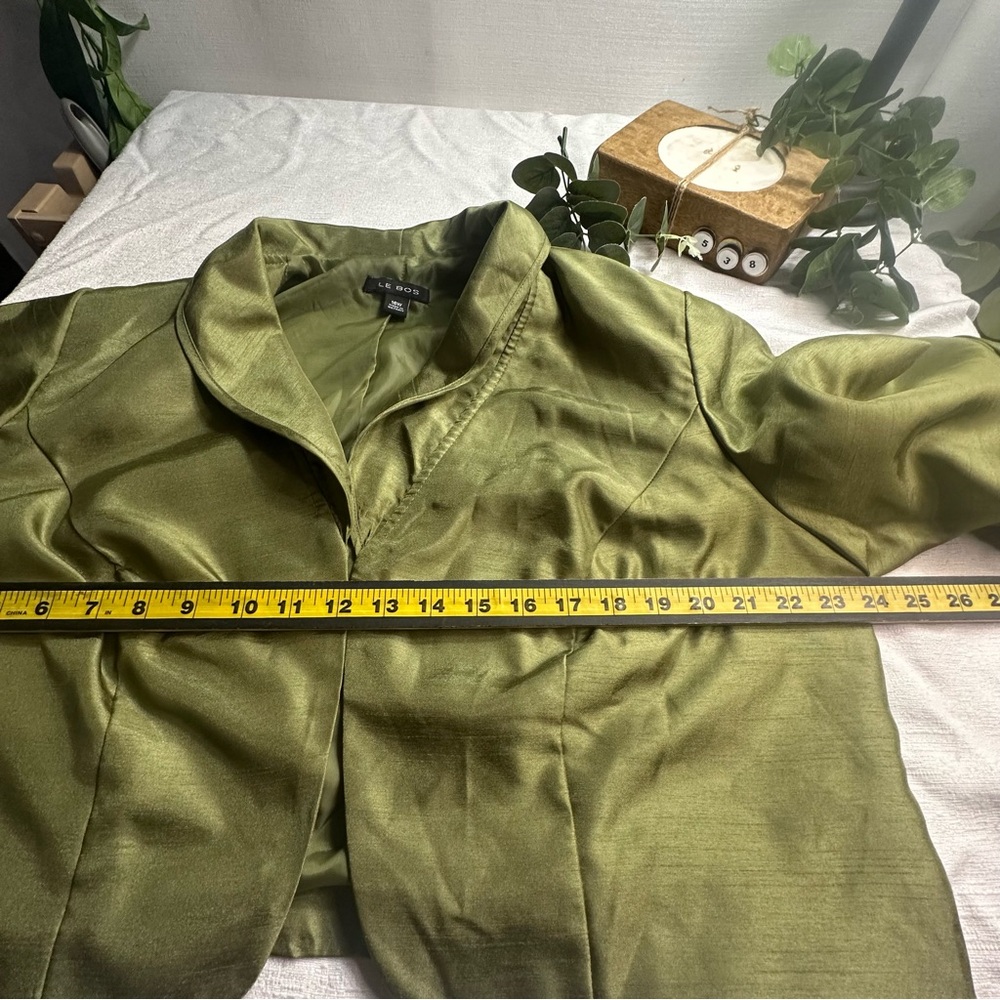 Le Bos Olive Green 2 pc Sleeveless Dress with Bolero Top -Women’s Plus Sz 16W - Picture 13 of 16